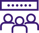 Multiple people having a meeting icon